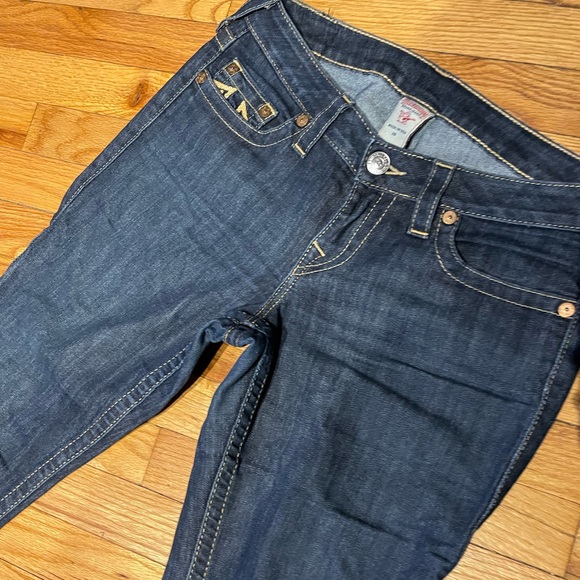 Bootcut light Distressed medium Wash western Cowgirl wide Flare indigo sz 29 - Picture 2 of 9